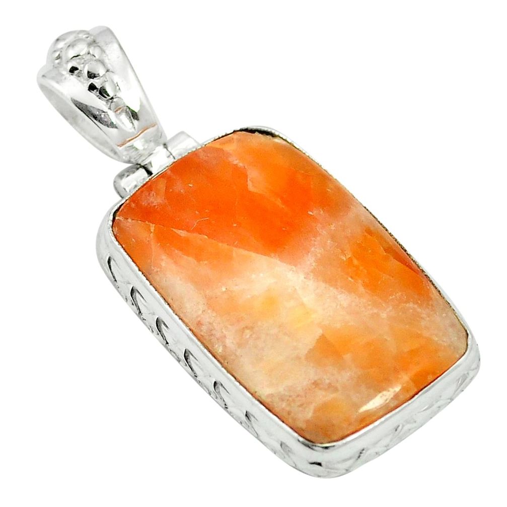 Natural orange calcite 925 sterling silver pendant jewelry m56727