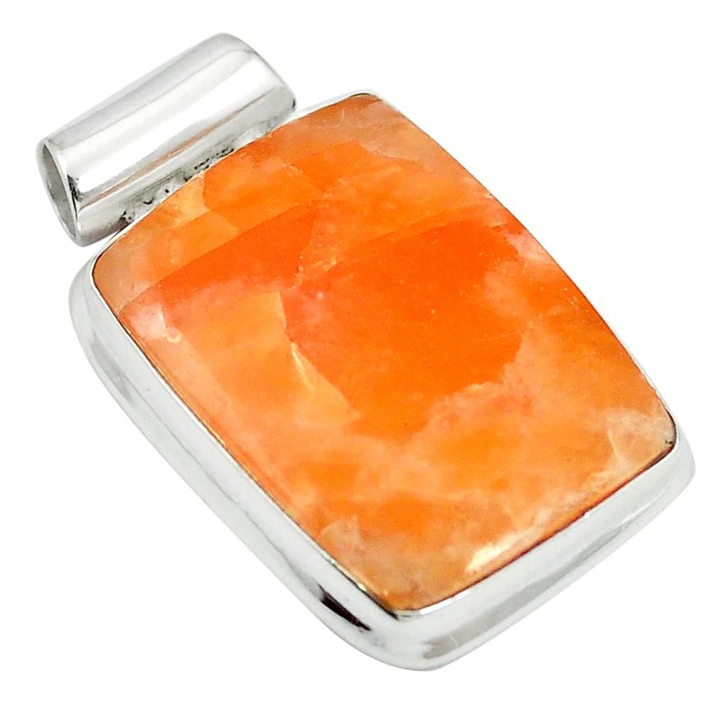 925 sterling silver natural orange calcite pendant jewelry m56730