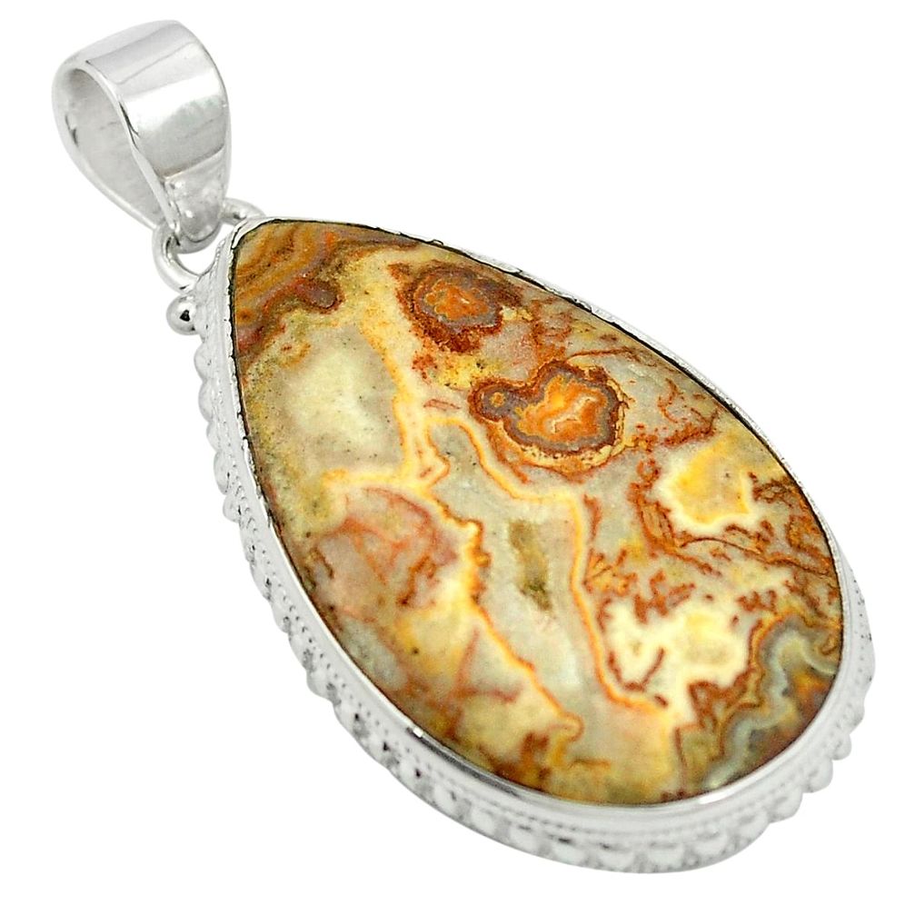 Natural brown picture jasper 925 sterling silver pendant jewelry m56733