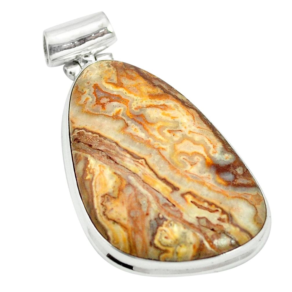 Natural brown picture jasper 925 sterling silver pendant jewelry m56740