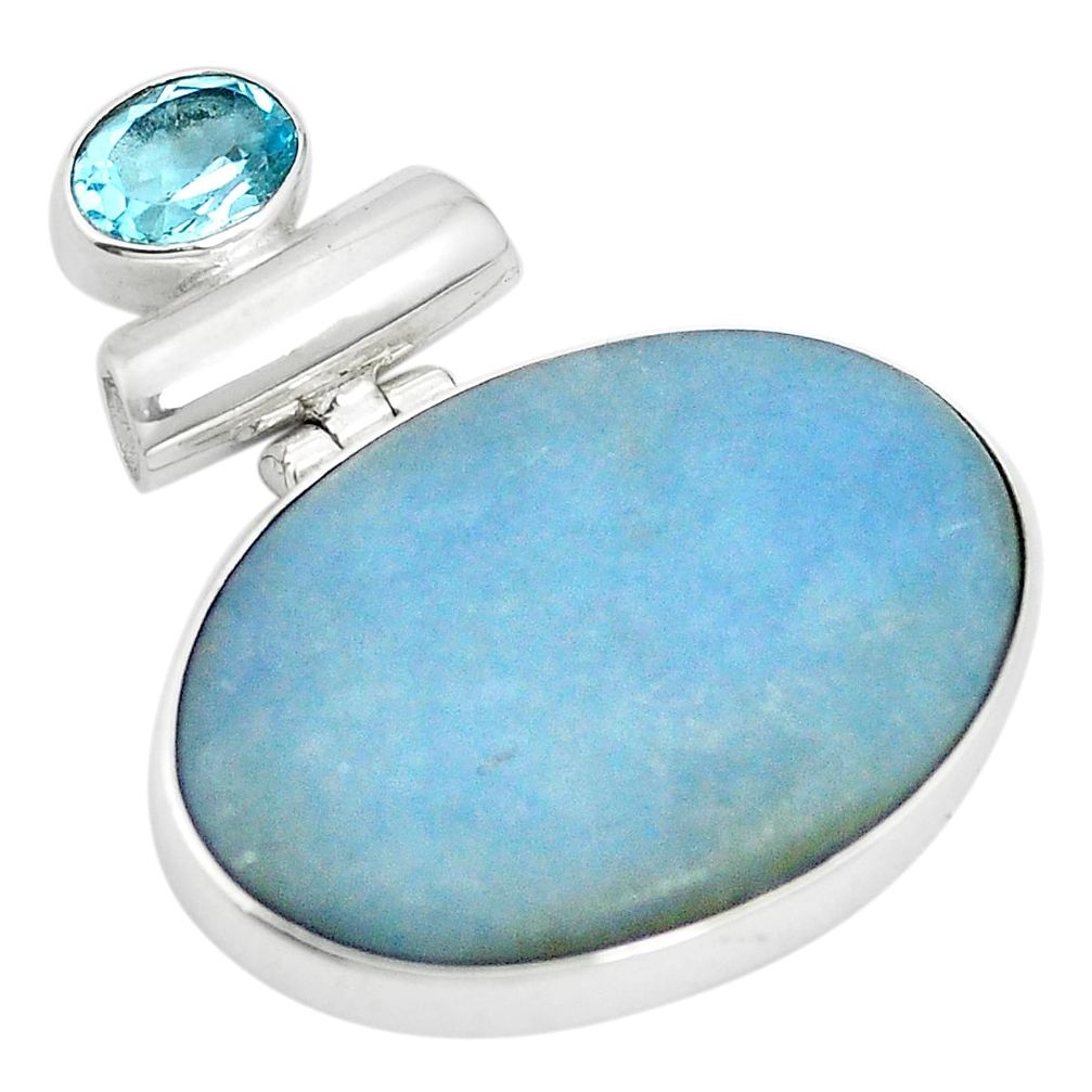 Natural blue angelite topaz 925 sterling silver pendant jewelry m56754
