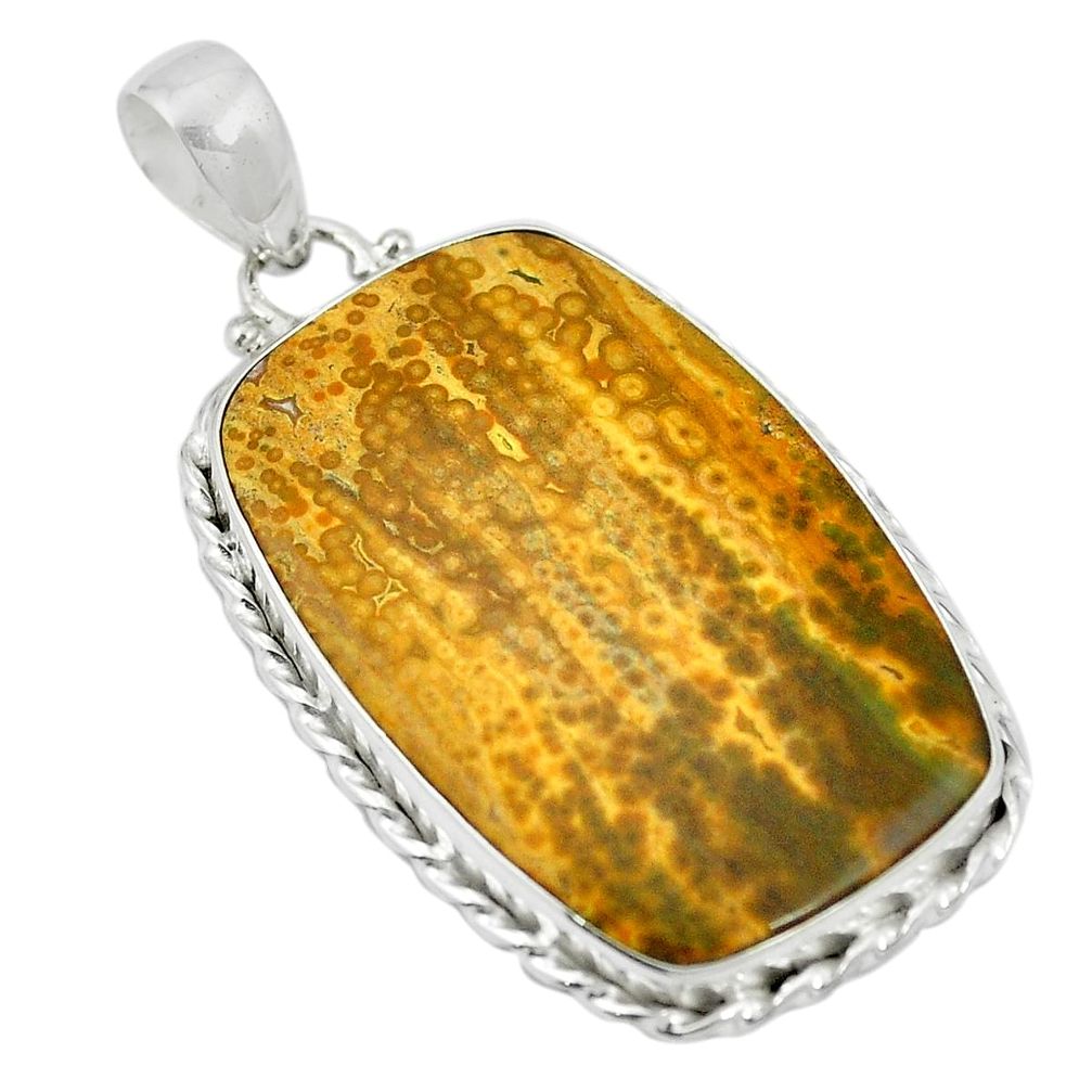 Natural multi color ocean sea jasper (madagascar) 925 silver pendant m56762