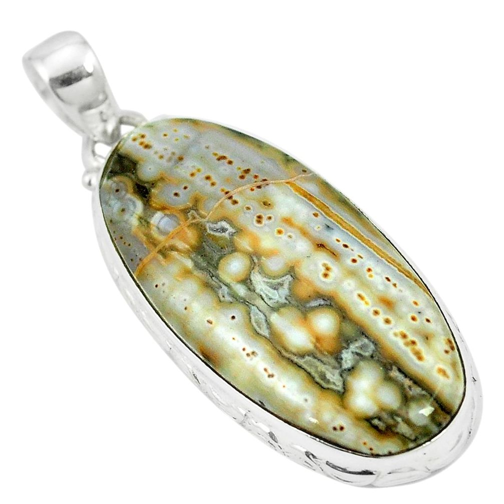 Natural multi color ocean sea jasper (madagascar) 925 silver pendant m56773