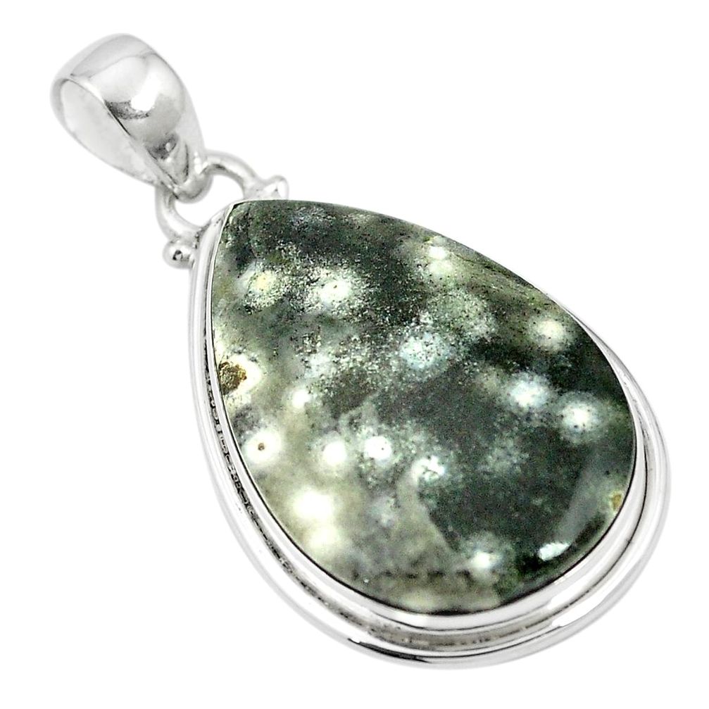 Natural multi color ocean sea jasper (madagascar) 925 silver pendant m56778