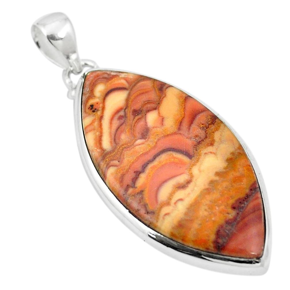 Natural brown wave rolling hills dolomite 925 silver pendant m56798