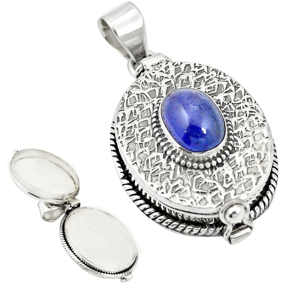 Natural blue tanzanite 925 sterling silver poison box pendant m56948