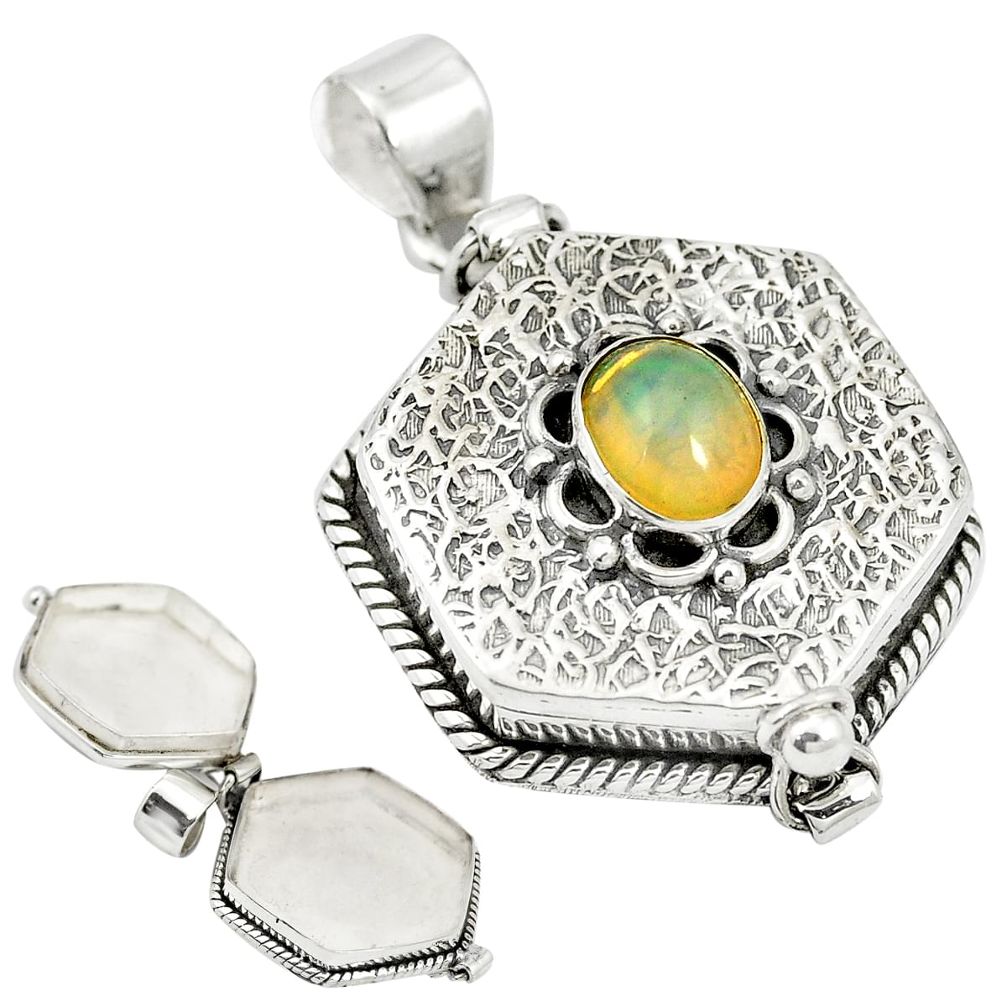 925 sterling silver natural multi color ethiopian opal poison box pendant m56958