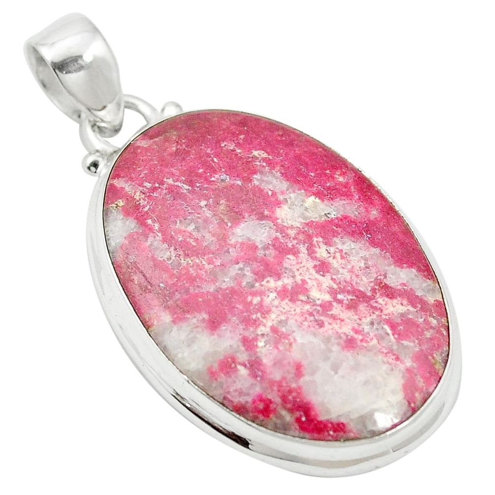 925 sterling silver natural pink thulite (unionite, pink zoisite) pendant m57130