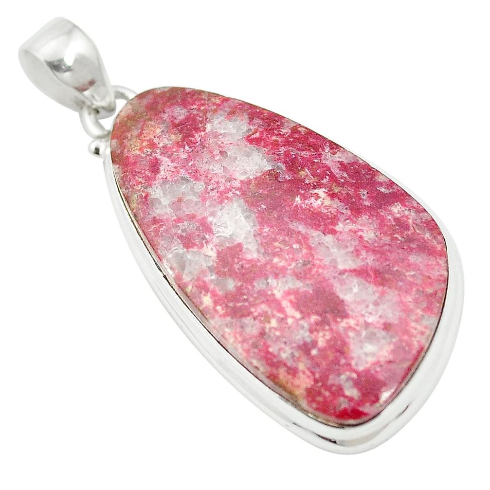 Natural pink thulite (unionite, pink zoisite) 925 silver pendant m57132