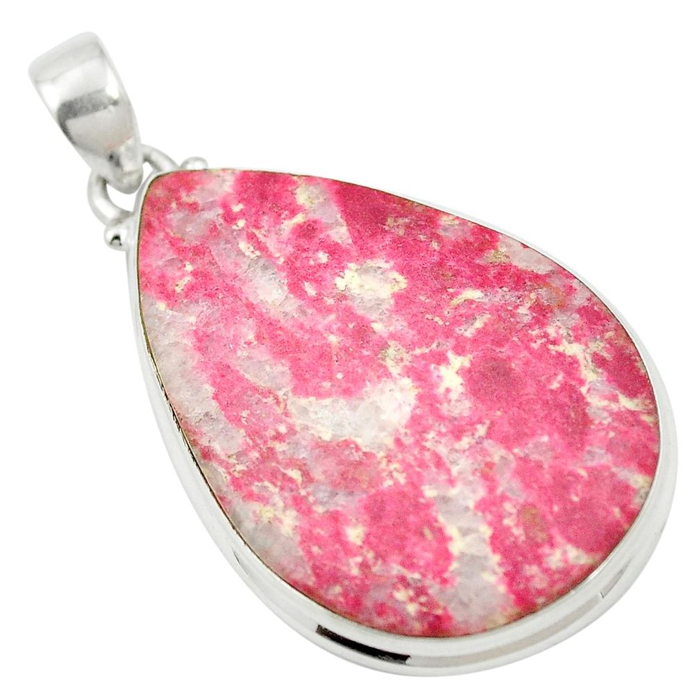 925 silver natural pink thulite (unionite, pink zoisite) pendant jewelry m57134