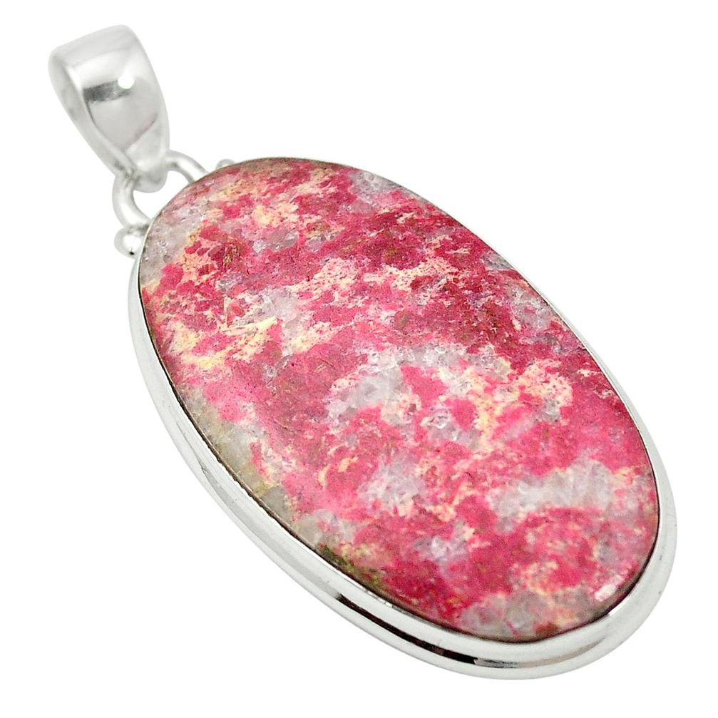 925 silver natural pink thulite (unionite, pink zoisite) pendant jewelry m57136