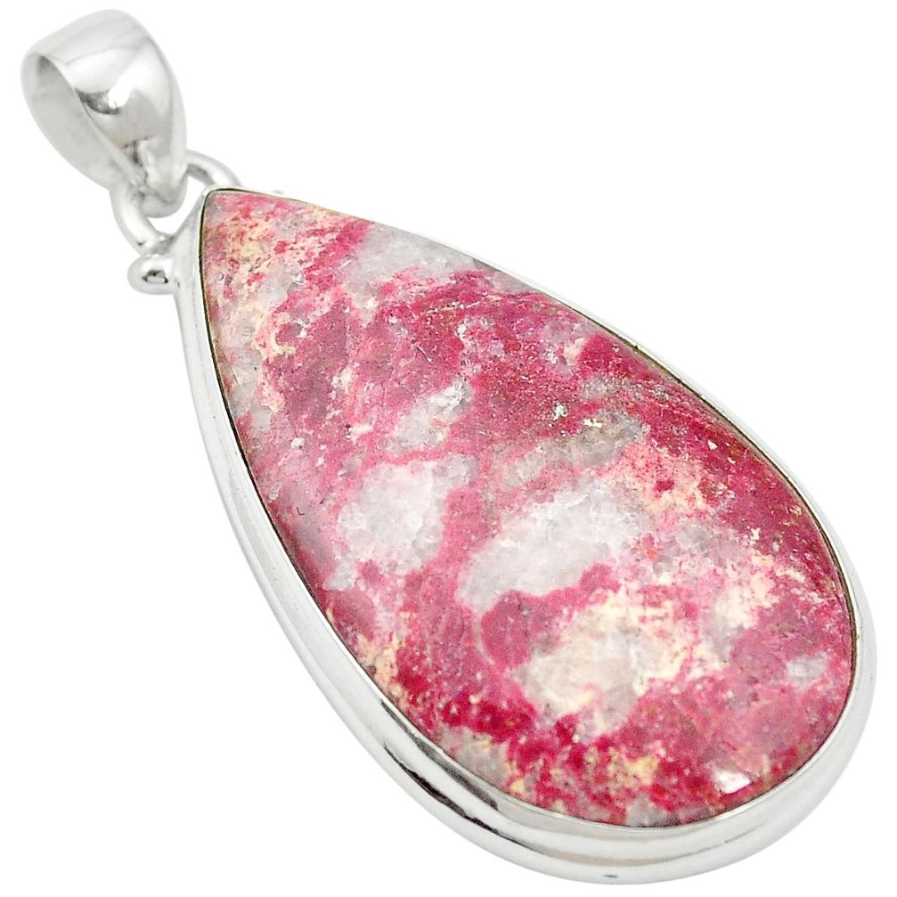 Natural pink thulite (unionite, pink zoisite) 925 silver pendant m57142