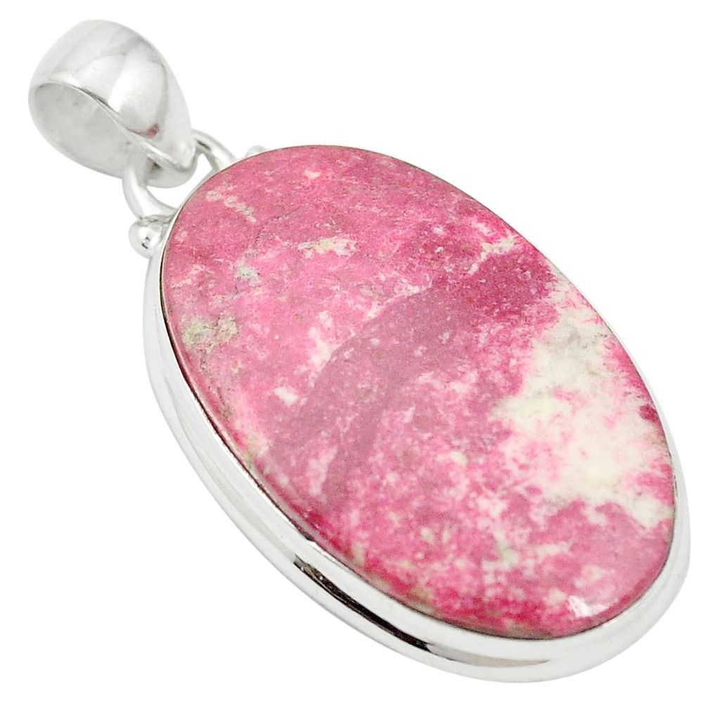 Natural pink thulite (unionite, pink zoisite) 925 silver pendant m57149