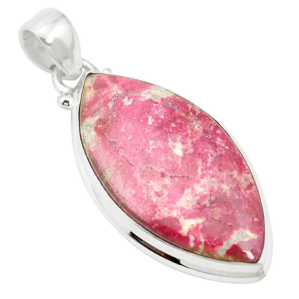 Natural pink thulite (unionite, pink zoisite) 925 silver pendant m57160