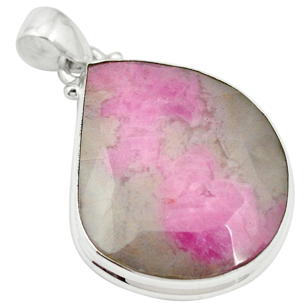 26.19cts natural pink ruby in quartz 925 sterling silver pendant jewelry m57203