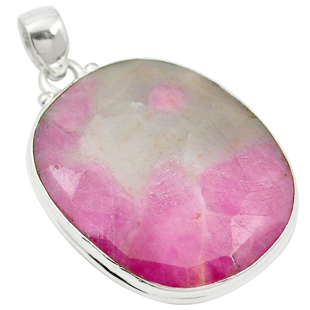 30.83cts natural ruby in quartz 925 sterling silver pendant jewelry m57206