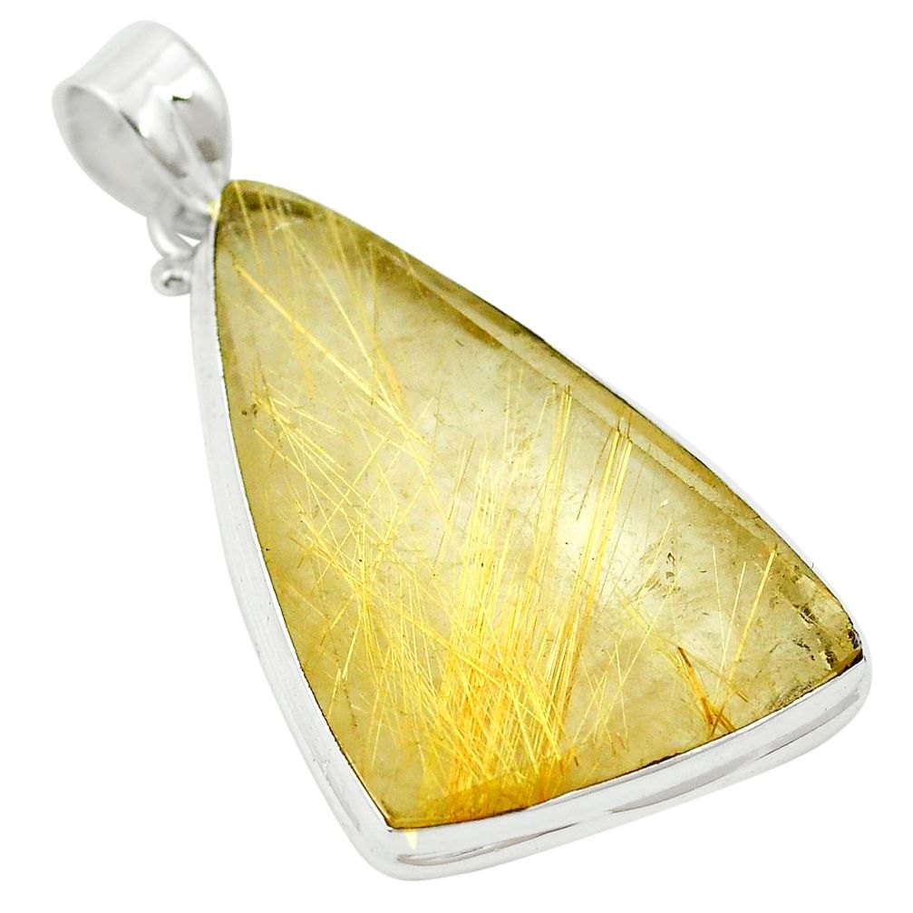 925 sterling silver natural golden tourmaline rutile faceted pendant m57236