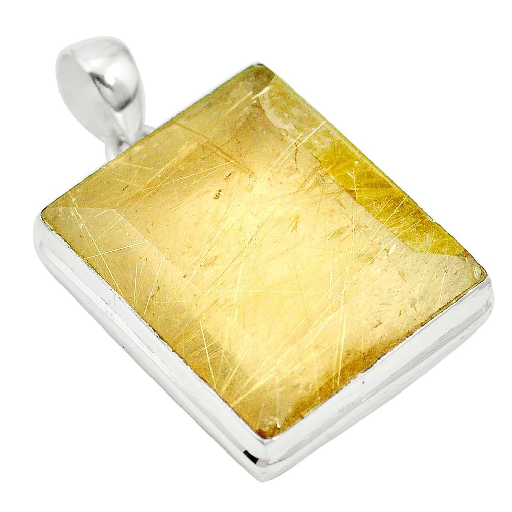 925 sterling silver natural faceted golden tourmaline rutile pendant m57240