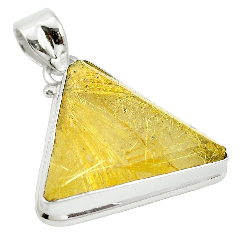 21.23cts natural golden tourmaline rutile 925 sterling silver pendant m57242