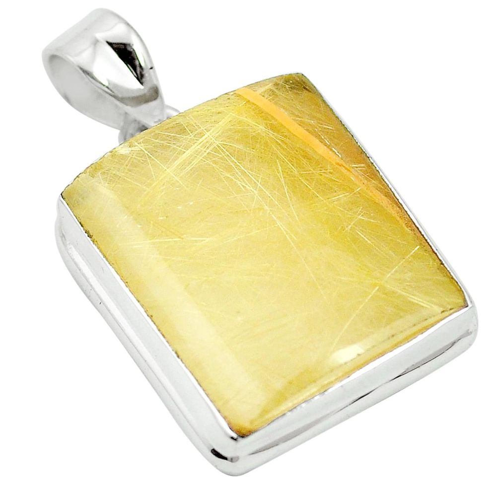 36.80cts natural golden tourmaline rutile 925 sterling silver pendant m57257