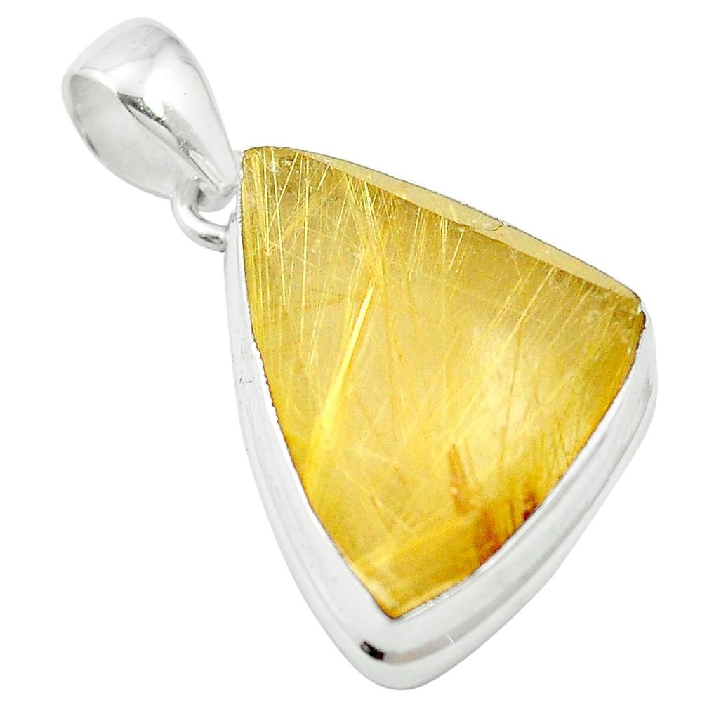 27.10cts natural golden tourmaline rutile 925 sterling silver pendant m57258