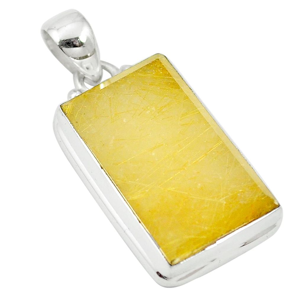 Natural golden faceted tourmaline rutile 925 sterling silver pendant m57275