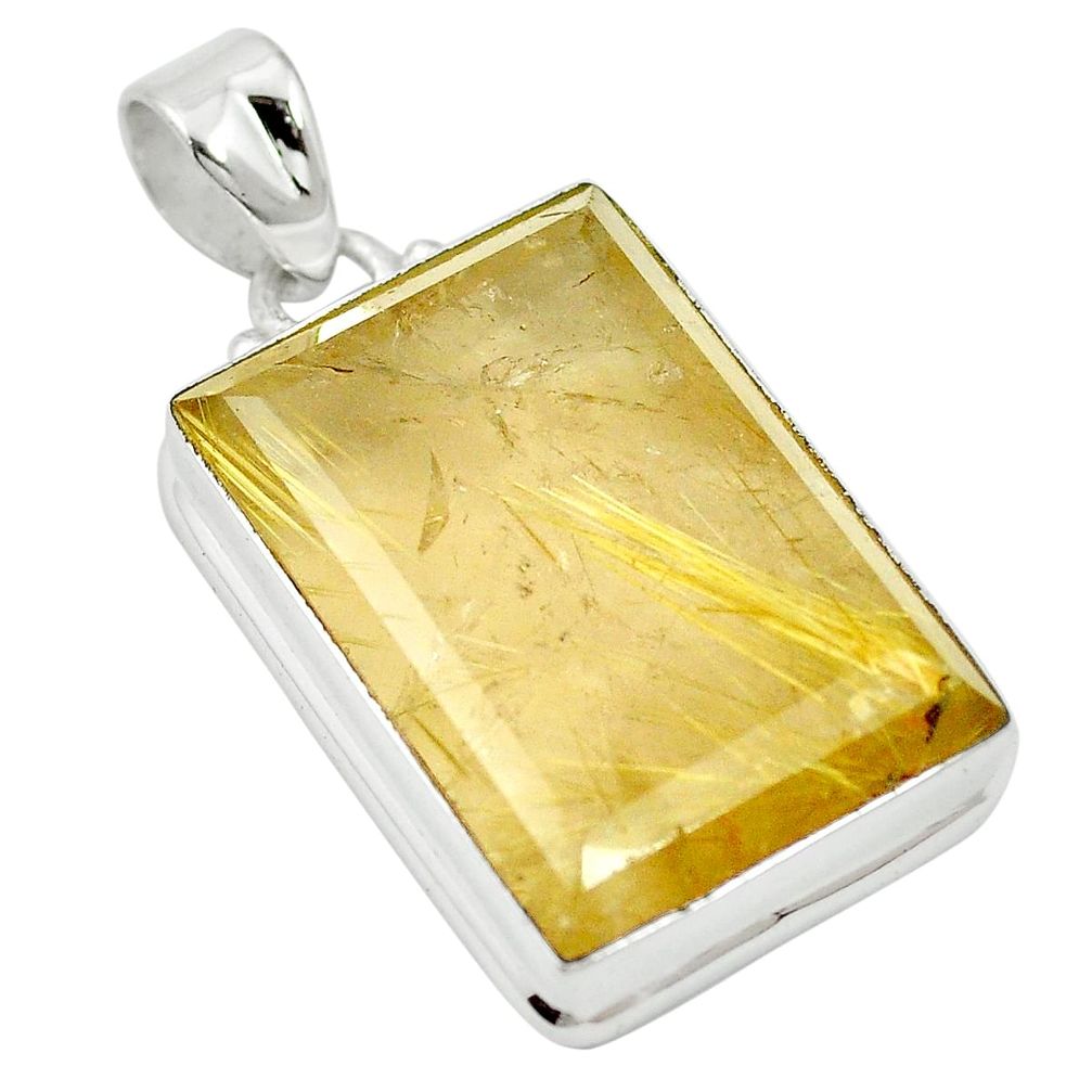 925 sterling silver faceted golden tourmaline rutile pendant jewelry m57276