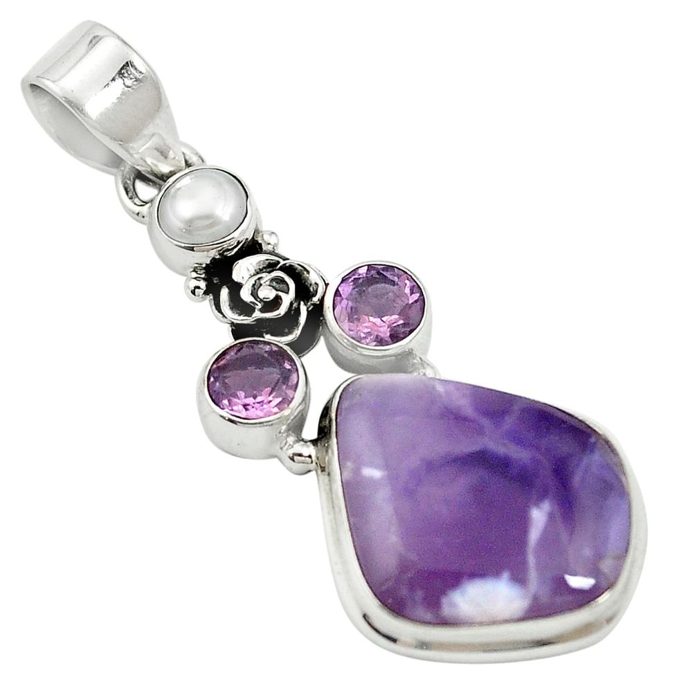 Natural purple opal amethyst 925 sterling silver pendant jewelry m57442