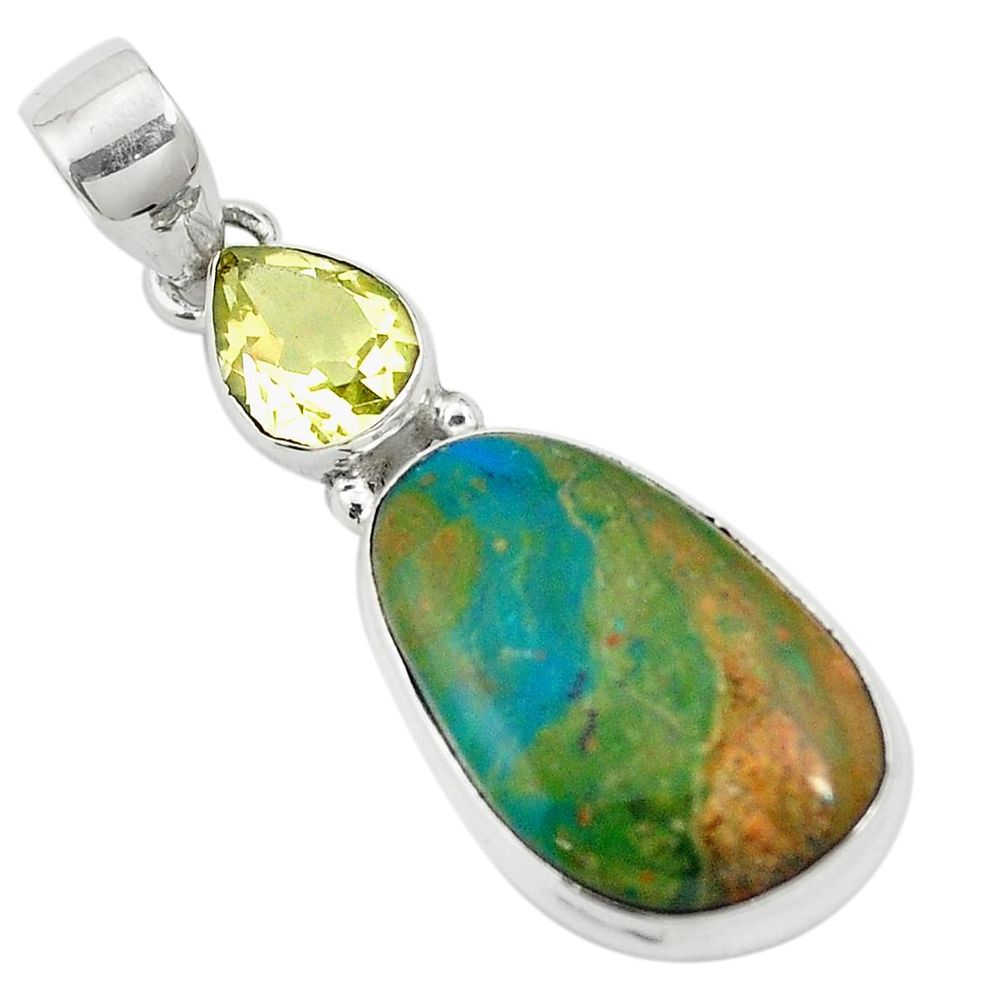 13.60cts natural blue opaline citrine 925 sterling silver pendant jewelry m57526
