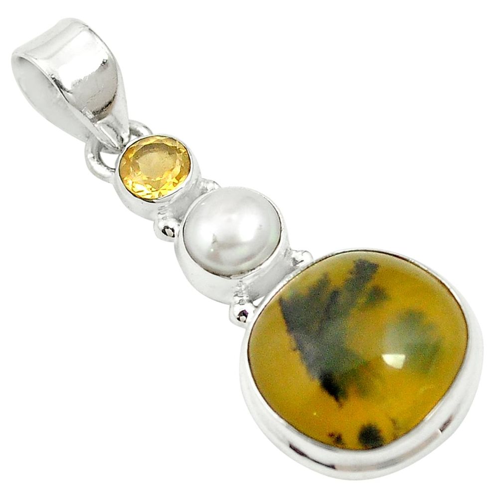 Natural yellow opal citrine 925 sterling silver pendant jewelry m57554