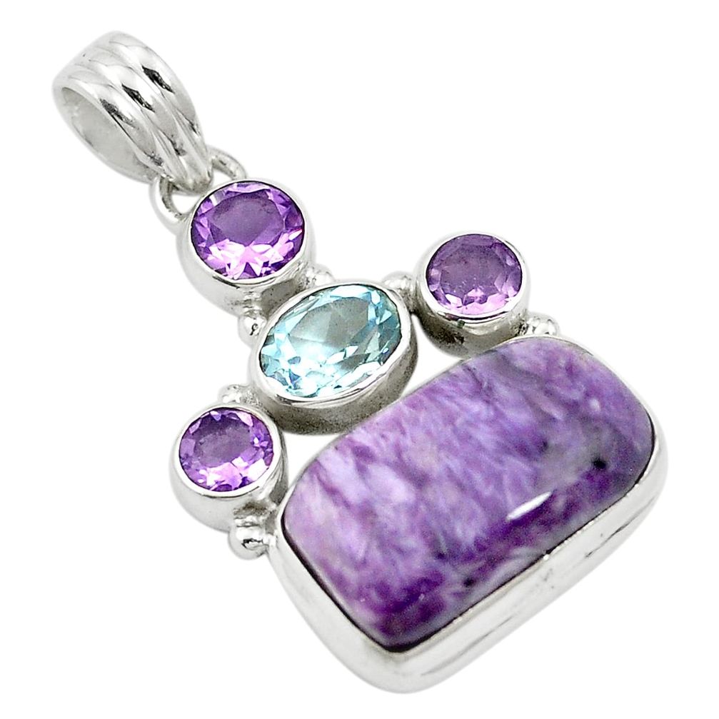 925 silver natural green amber from colombia amethyst topaz pendant m57579