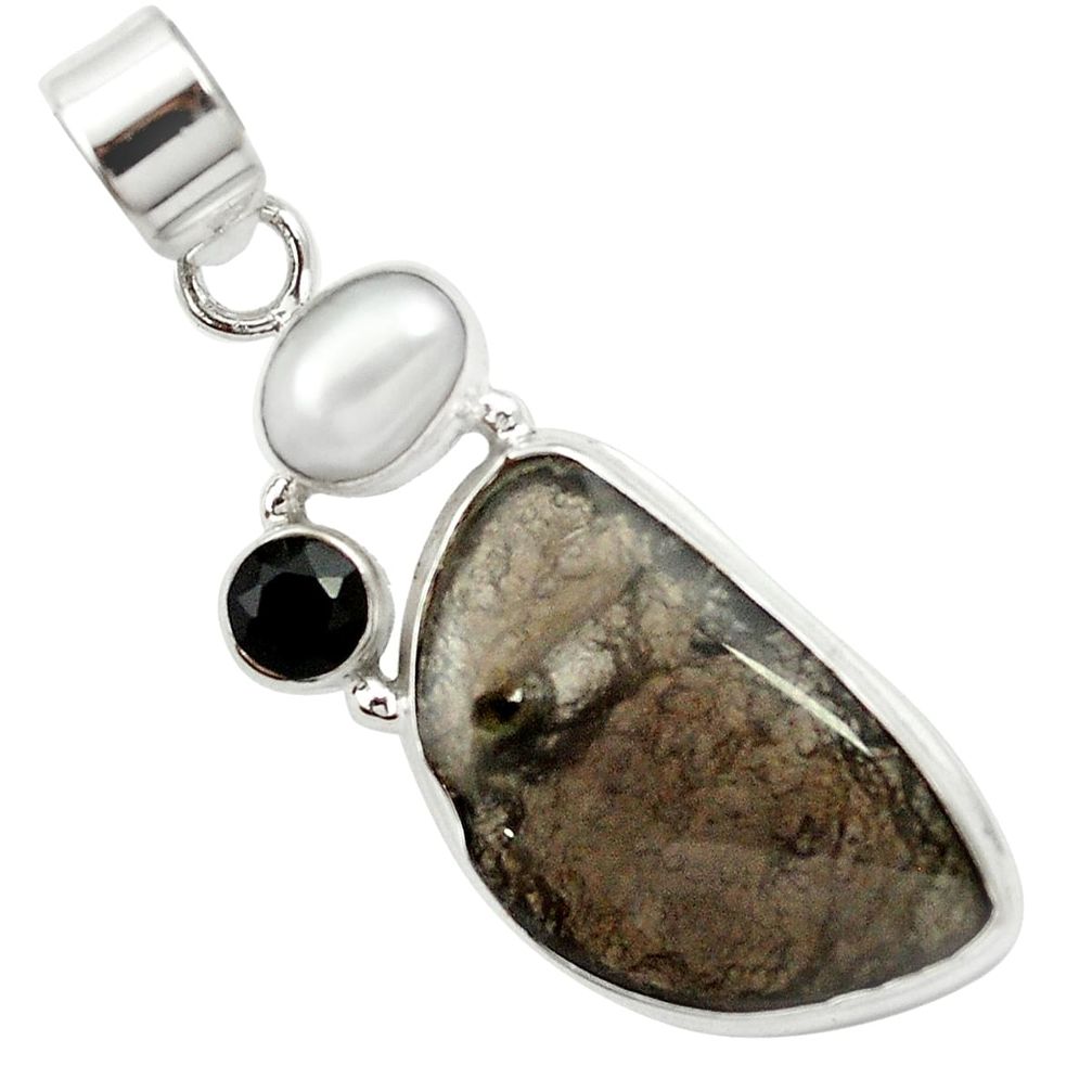 925 sterling silver natural brown agni manitite onyx pendant m57599