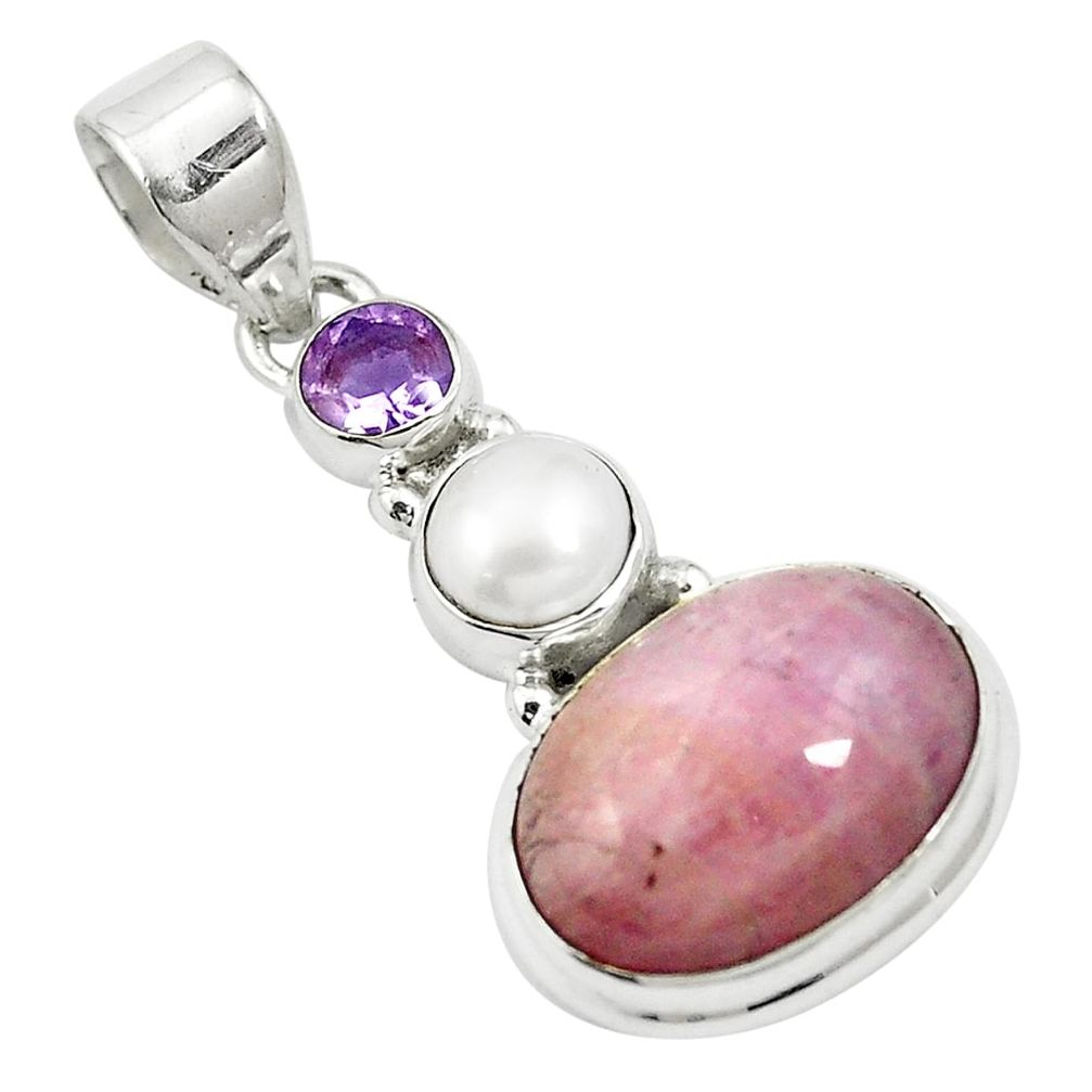 11.02cts natural pink kunzite amethyst 925 sterling silver pendant m57647