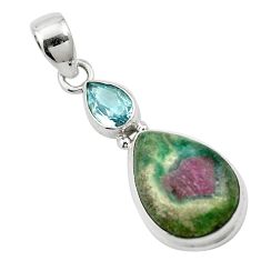 925 sterling silver natural pink ruby in fuchsite topaz pendant jewelry m57691