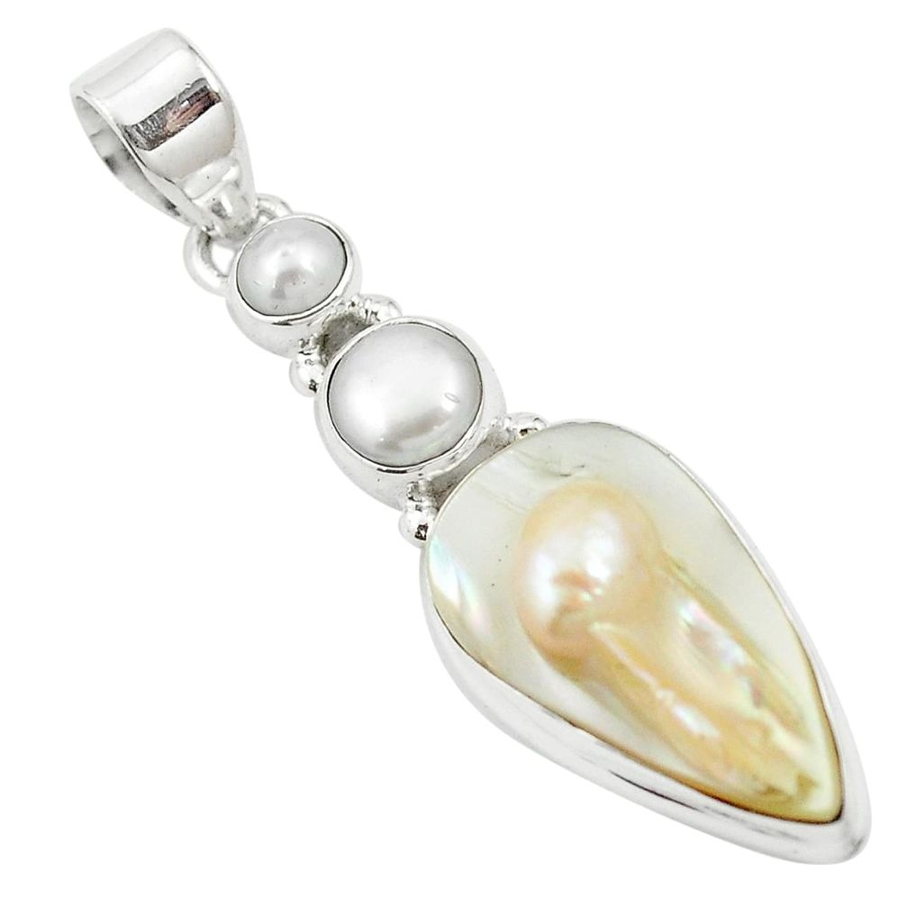 Natural blister pearl 925 sterling silver pendant jewelry m57706