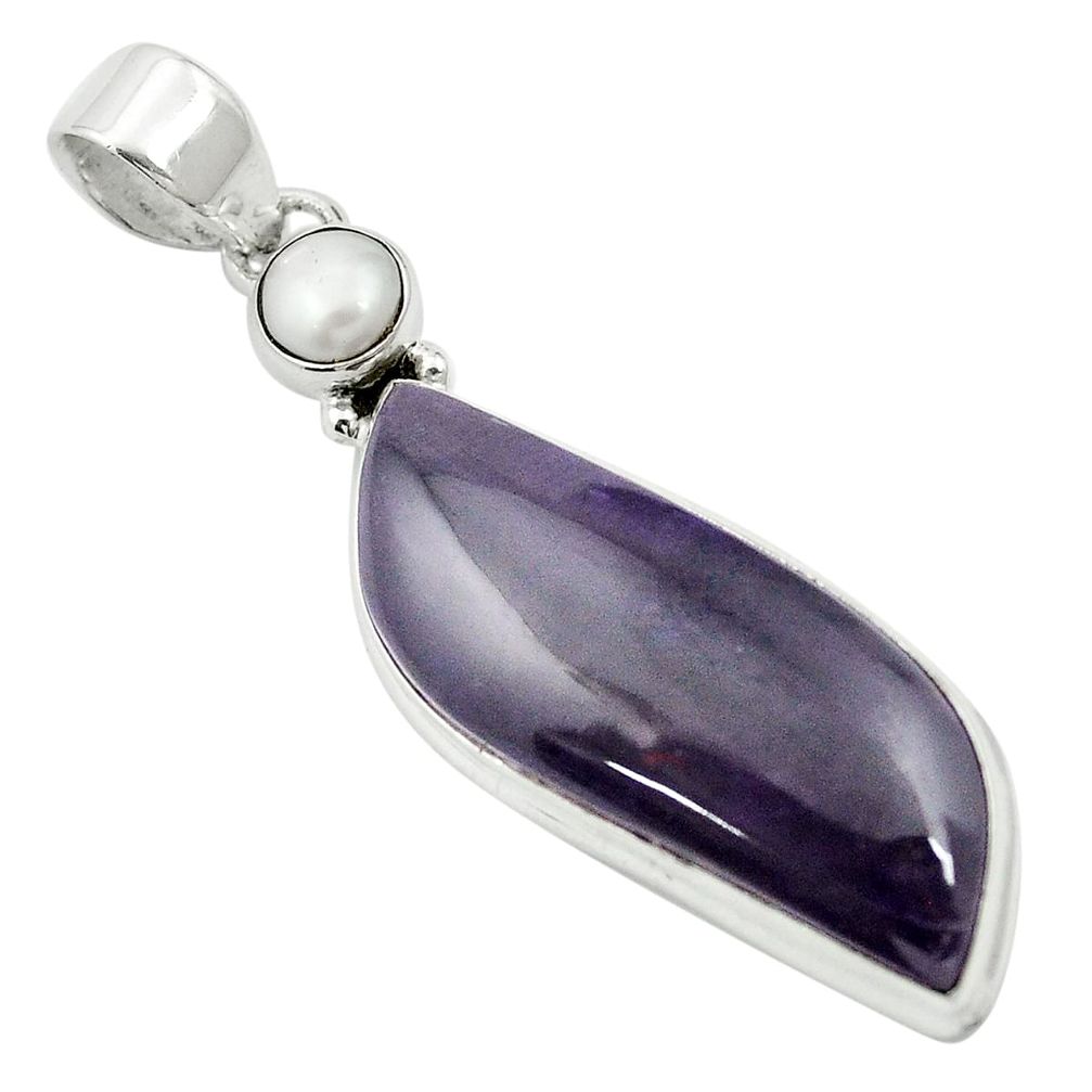 21.55cts natural purple sugilite pearl 925 sterling silver pendant m57781