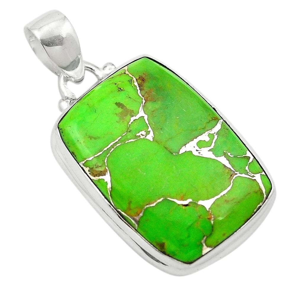 Green copper turquoise 925 sterling silver pendant jewelry m57806