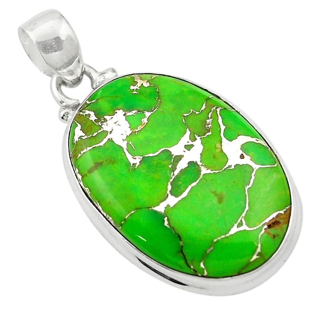 Green copper turquoise 925 sterling silver pendant jewelry m57820