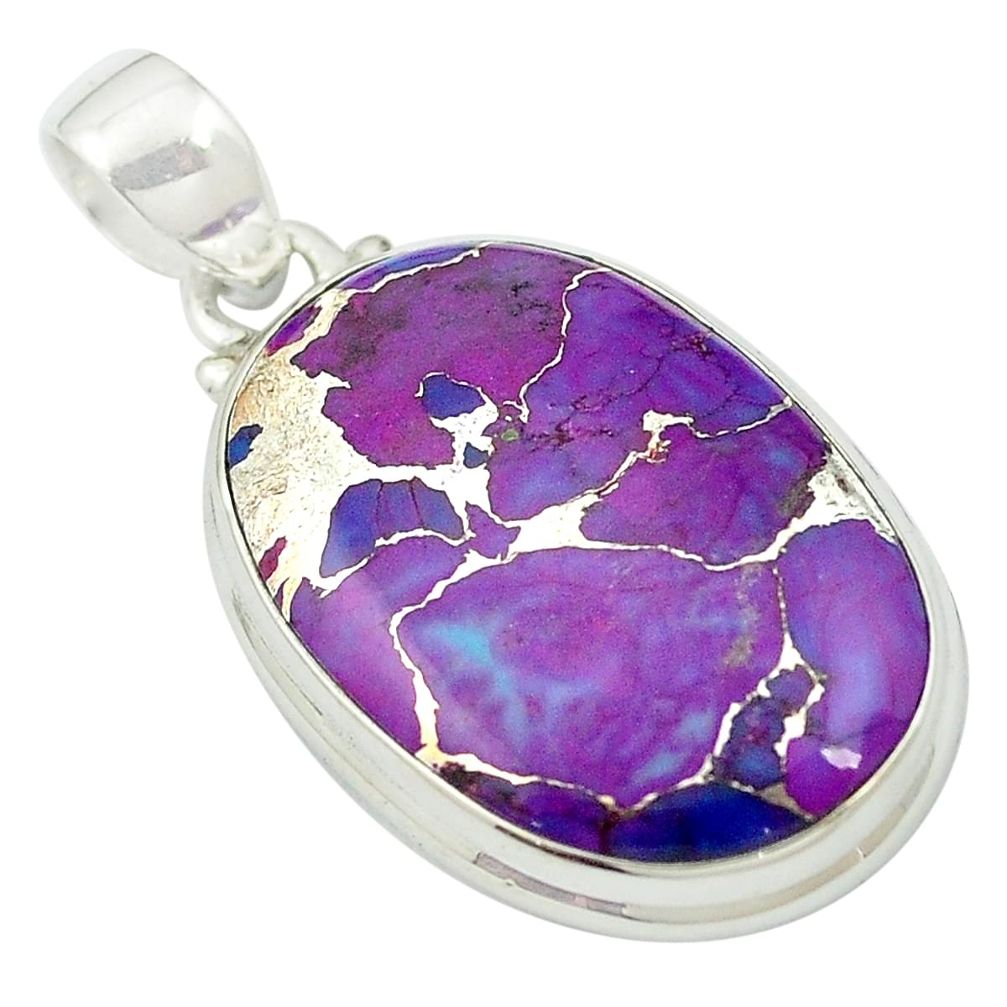 Purple copper turquoise 925 sterling silver pendant jewelry m57849