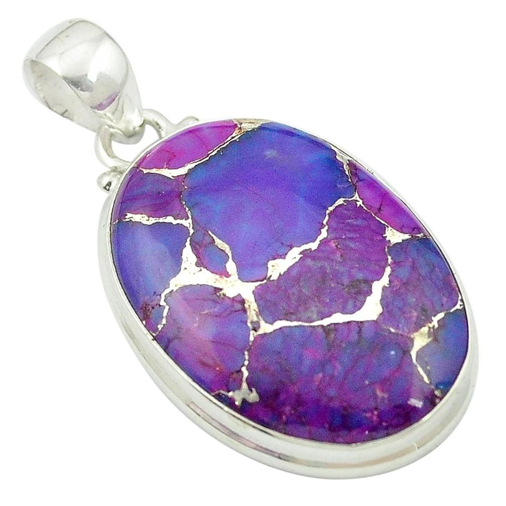 925 sterling silver purple copper turquoise oval pendant jewelry m57857