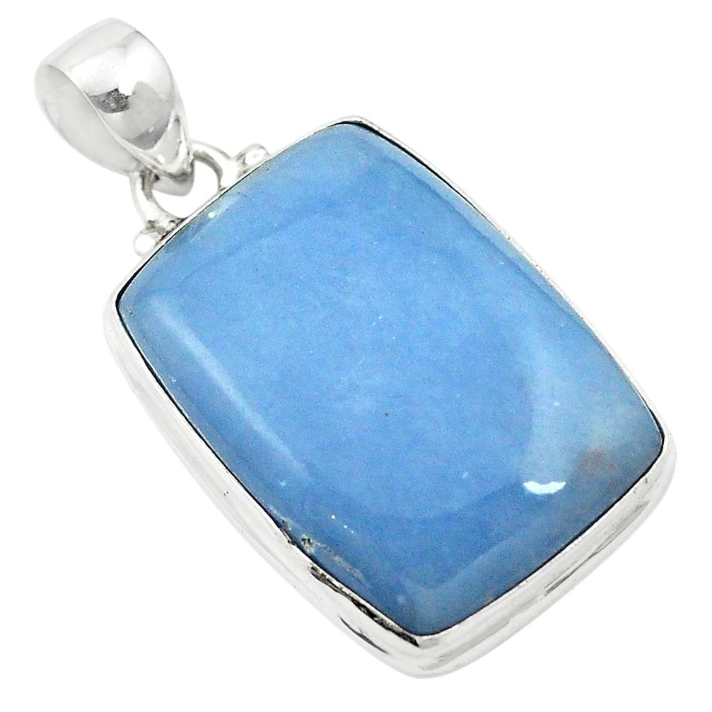 Natural blue angelite 925 sterling silver pendant jewelry m57986