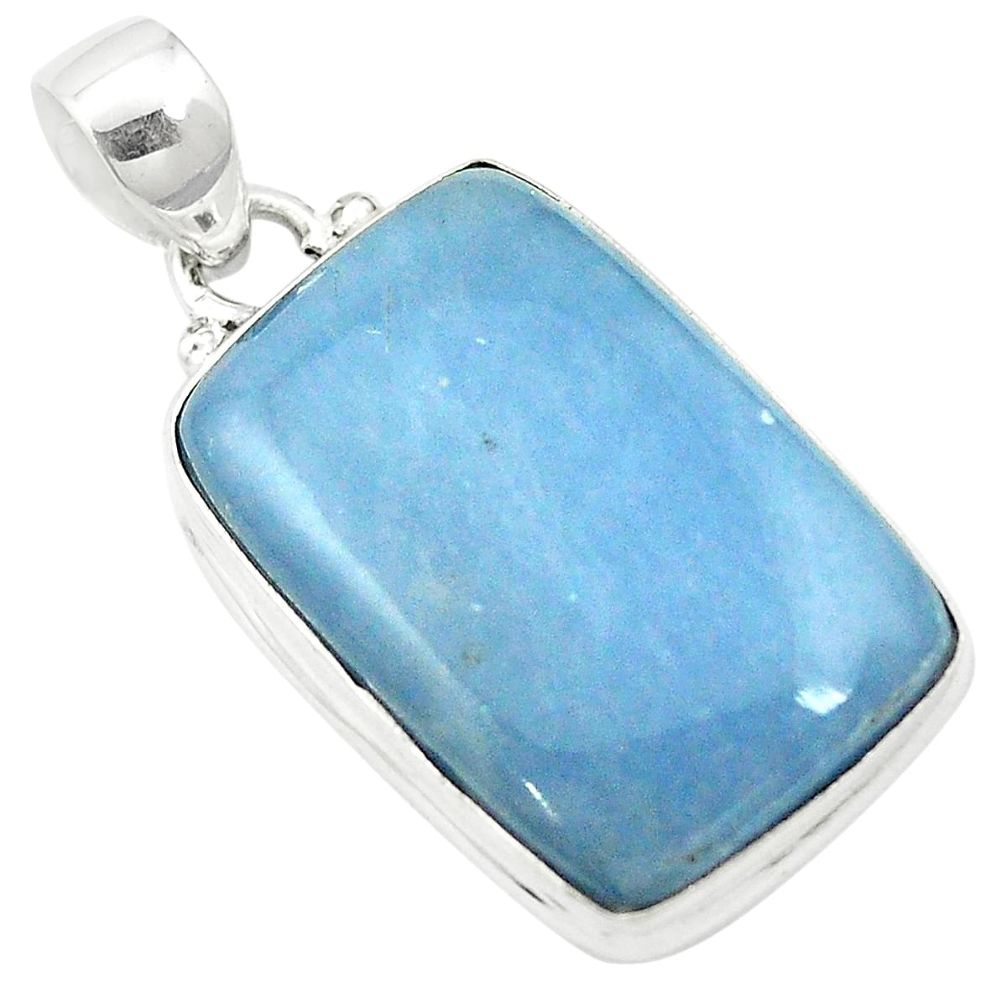 Natural blue angelite 925 sterling silver pendant jewelry m57994