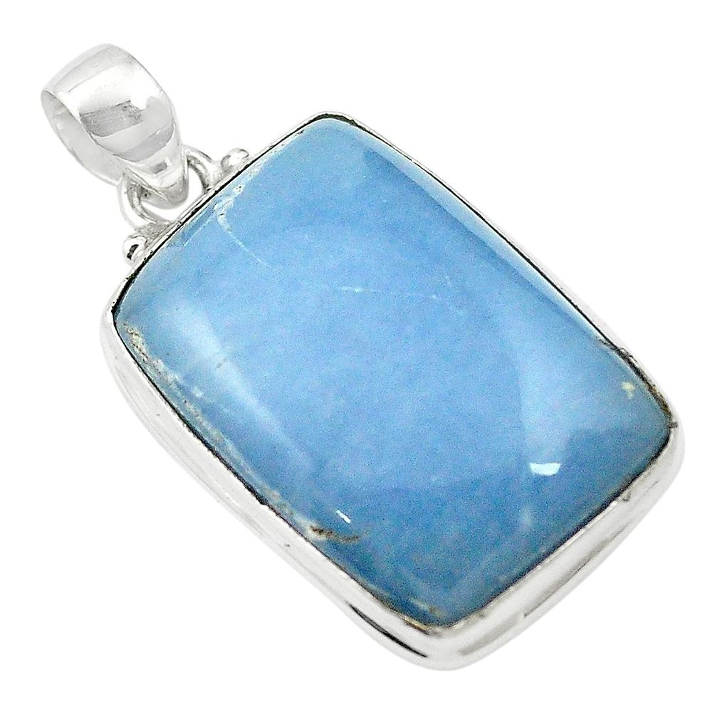 Natural blue angelite 925 sterling silver pendant jewelry m57996