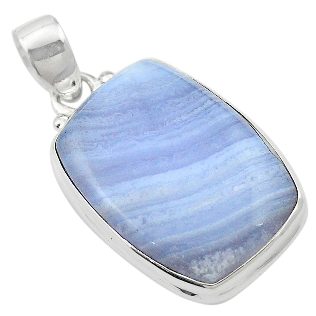 Natural blue lace agate 925 sterling silver pendant jewelry m58022