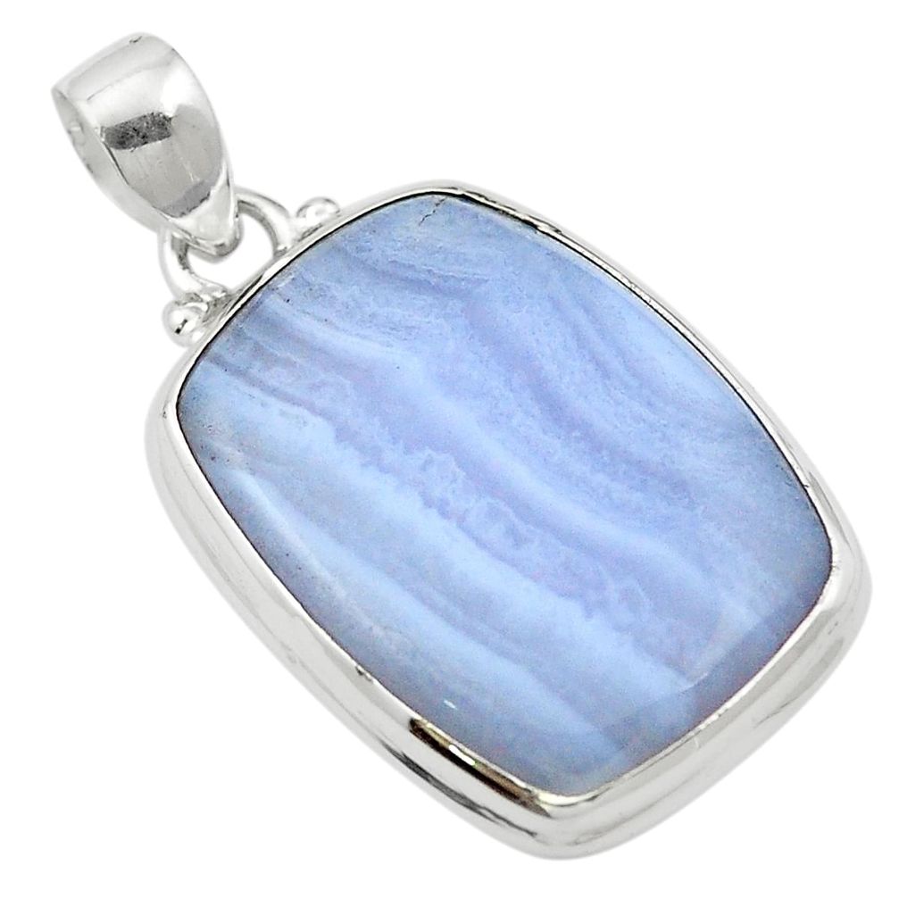 Natural blue lace agate 925 sterling silver pendant jewelry m58029