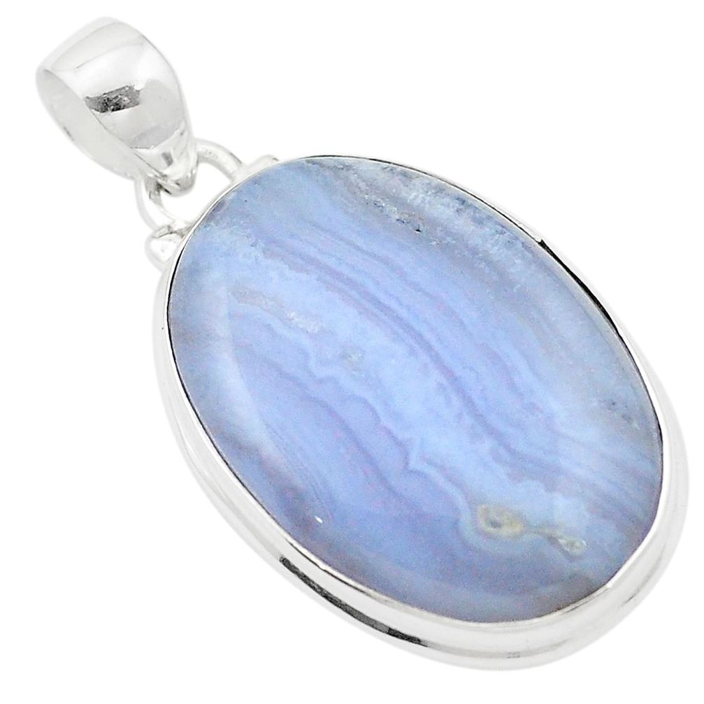 Natural blue lace agate 925 sterling silver pendant jewelry m58030