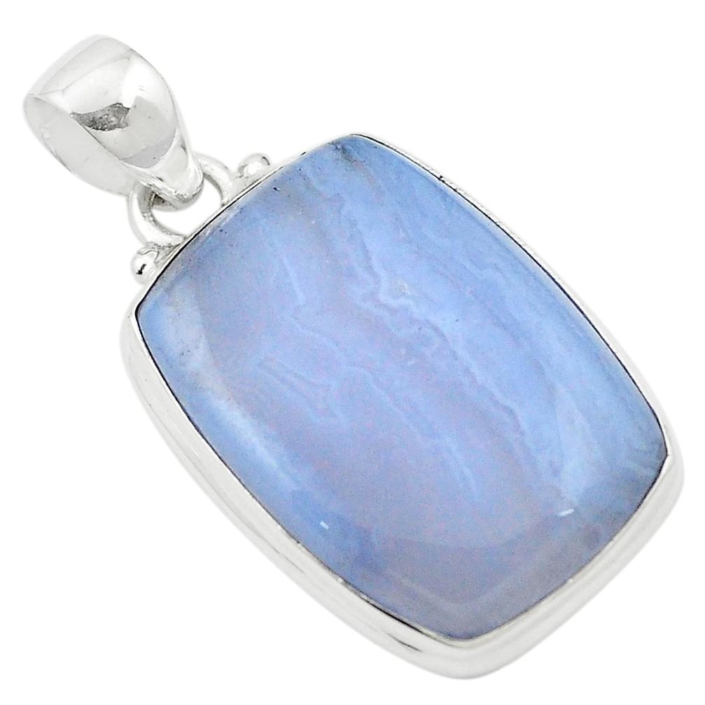 925 sterling silver natural blue lace agate octagan pendant jewelry m58032