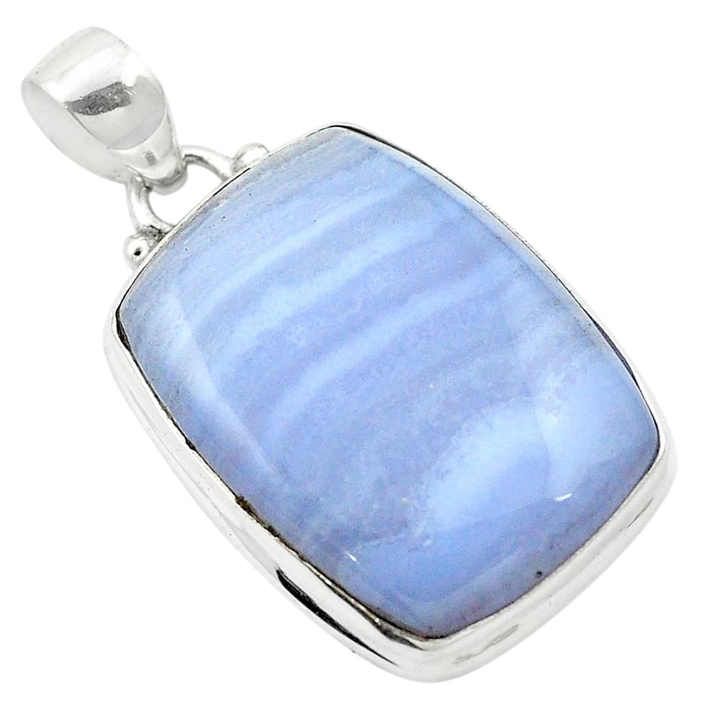 Natural blue lace agate 925 sterling silver pendant jewelry m58034