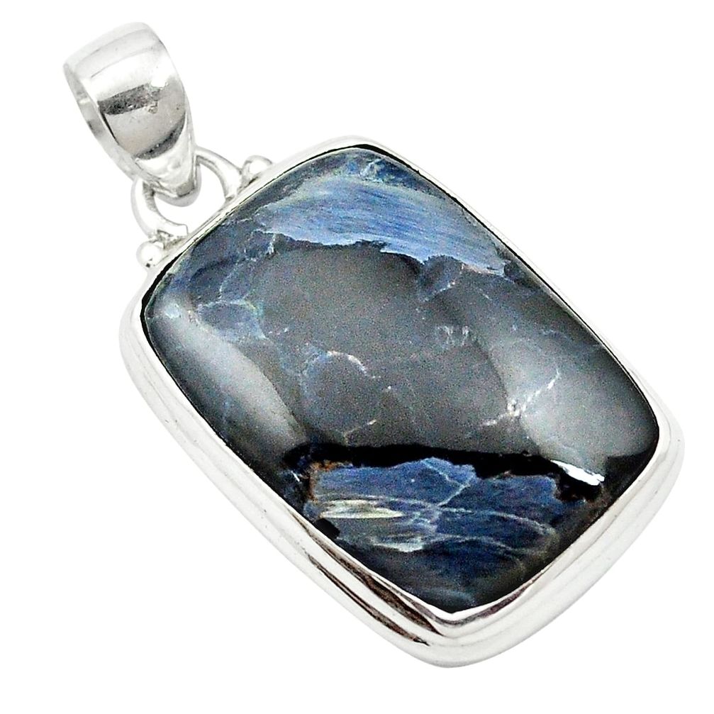 Natural black pietersite (african) 925 sterling silver pendant m58053