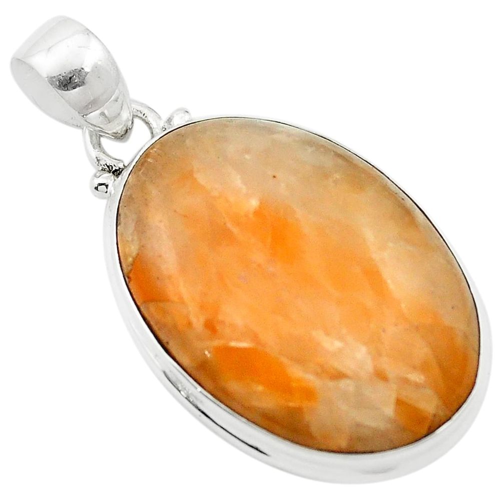 Natural orange calcite 925 sterling silver pendant jewelry m58071